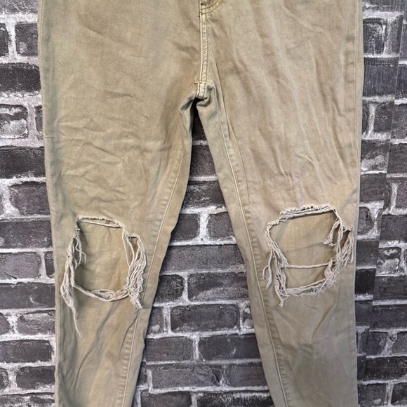 Bridge by Gly mom jeans red clay tan distressed raw hem - Picture 5 of 10